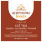 Label of the organic ccf tea. the red color label as ayursome foods logo, product description and net weight